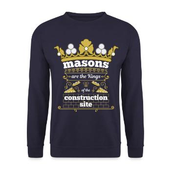 MASONS - the Kings of the construction site - Unisex Sweatshirt - navy - Front - Alina (178cm) & Michal (187cm)