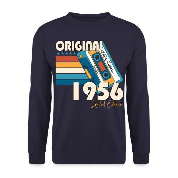 Septembre Né 1956 Cadeau du 66e anniversaire - Sweat-shirt Unisexe - marine - Devant - Alina (178cm) & Michal (187cm)