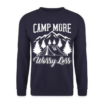 Camping Wohnmobil Van Vintage im Wohnwagen Caravan - Unisex Pullover - Navy - Vorne - Alina (178cm) & Michal (187cm)