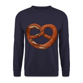 Brezel Bretzel Lauge Bayer Bretzl Pretzel Bretzeli - Unisex Sweatshirt - navy - Front - Alina (178cm) & Michal (187cm)