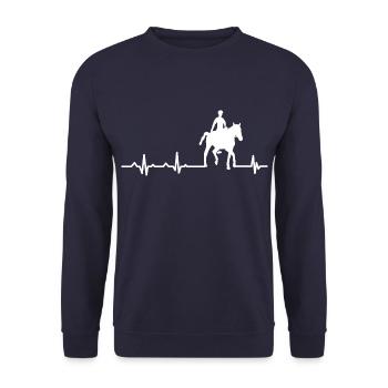 Herzschlag - Pferdefreund - Heartbeat - Horse - Unisex Pullover - Navy - Vorne - Alina (178cm) & Michal (187cm)