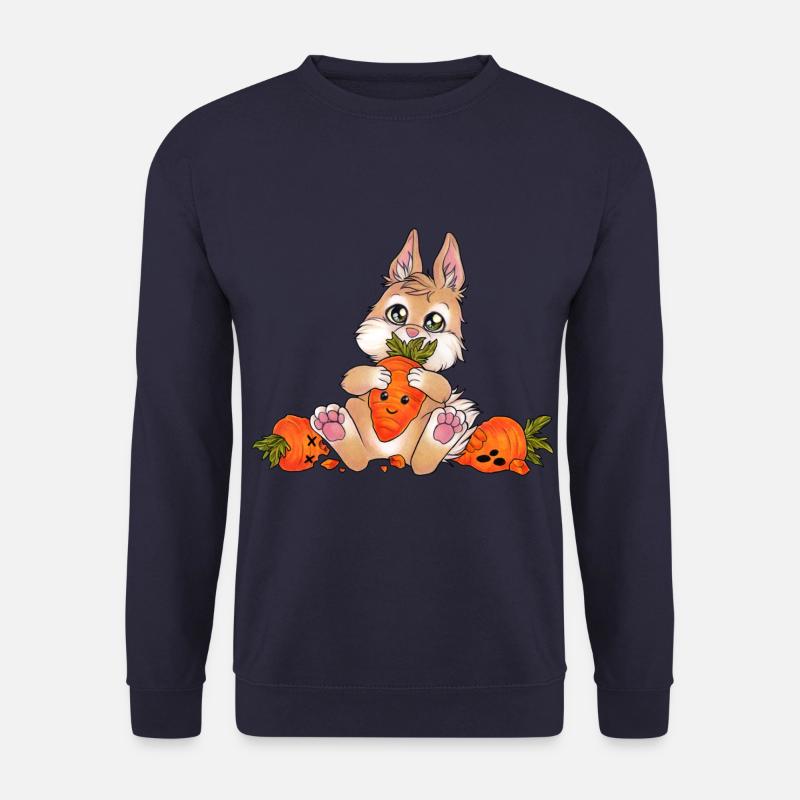 Witziger niedlicher Hase mit Möhre Chibi Kaninchen - Unisex Pullover - Navy