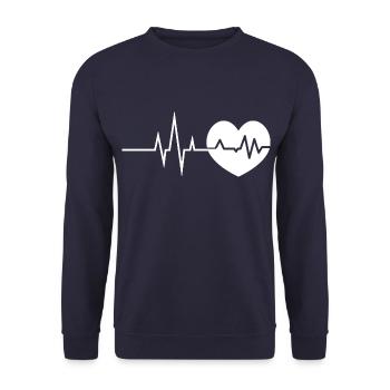 Herzschlag - Heartbeat / Heart - Love - Unisex Pullover - Navy - Vorne - Alina (178cm) & Michal (187cm)