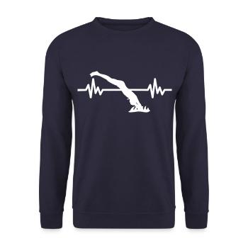 Heartbeat Swimmer - Diver Water Sports Athlete - Unisex Sweatshirt - navy - Front - Alina (178cm) & Michal (187cm)