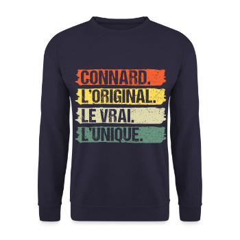 Connard l' original le vrai humour cadeau vintage - Sweat-shirt Unisexe - marine - Devant - Alina (178cm) & Michal (187cm)