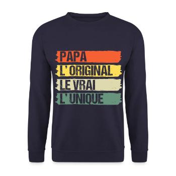 Papa l' original cadeau fête des pères vintage - Sweat-shirt Unisexe - marine - Devant - Alina (178cm) & Michal (187cm)