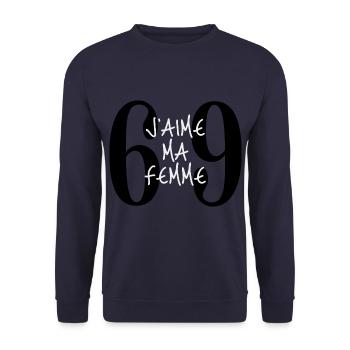 J'AIME MA FEMME - Sweat-shirt Unisexe - marine - Devant - Alina (178cm) & Michal (187cm)