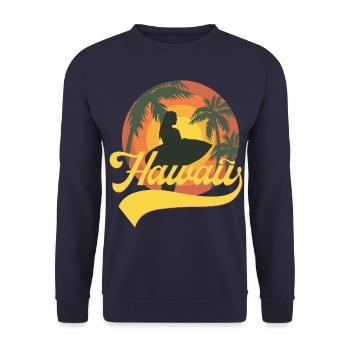 Hawaii Surfer Girl in Sunset - Unisex Sweatshirt - navy - Front - Alina (178cm) & Michal (187cm)