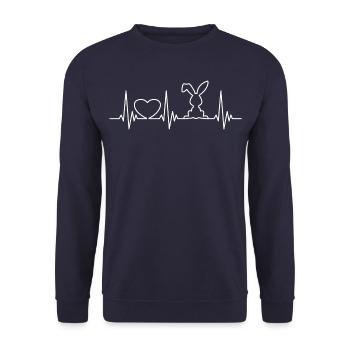 Rabbit Heartbeat Heartbeat Sweet Rabbit Gift - Unisex Sweatshirt - navy - Front - Alina (178cm) & Michal (187cm)