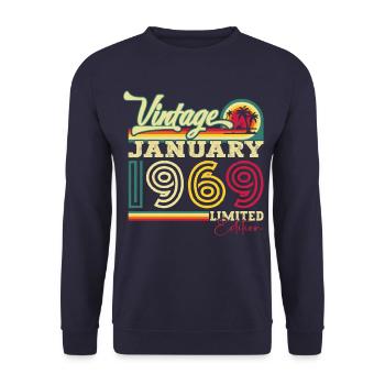 Né en 1969 Janvier 54e anniversaire Homme cadeau - Sweat-shirt Unisexe - marine - Devant - Alina (178cm) & Michal (187cm)