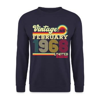 Jahrgang 1968 Februar 55. Geburtstag Geschenk Mann - Unisex Pullover - Navy - Vorne - Alina (178cm) & Michal (187cm)