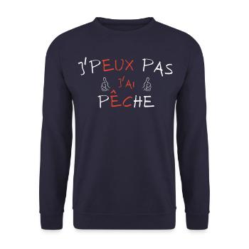 j'peux pas j'ai Pêche - Sweat-shirt Unisexe - marine - Devant - Alina (178cm) & Michal (187cm)