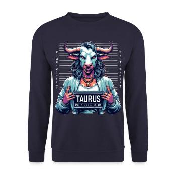 Stier Sternzeichen - Kraftvolles Design - Unisex Pullover - Navy - Vorne - Alina (178cm) & Michal (187cm)
