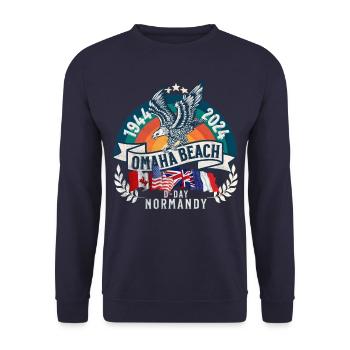 D DAY 80th anniversary Omaha Beach Normandy - Sweat-shirt Unisexe - marine - Devant - Alina (178cm) & Michal (187cm)