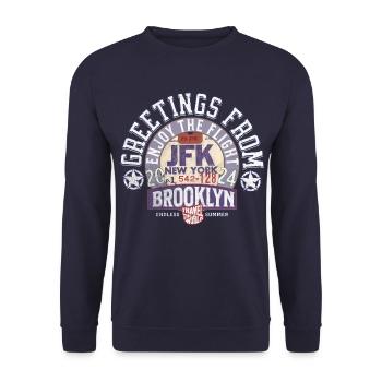 Greetings from Brooklyn - Sweat-shirt Unisexe - marine - Devant - Alina (178cm) & Michal (187cm)