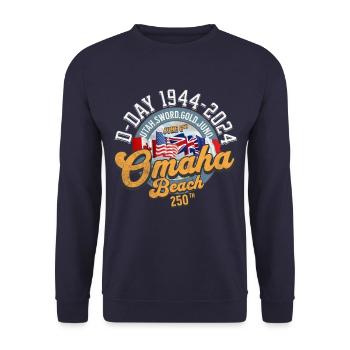 250-jähriges Jubiläum von Omaha Beach - Unisex Pullover - Navy - Vorne - Alina (178cm) & Michal (187cm)