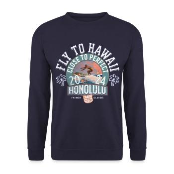 Fly to Hawaii close to perfect vintage - Sweat-shirt Unisexe - marine - Devant - Alina (178cm) & Michal (187cm)