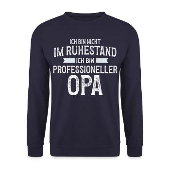 Professioneller Opa - Lustiges Ruhestand Geschenk - Unisex Pullover - Navy - Vorne - Alina (178cm) & Michal (187cm)