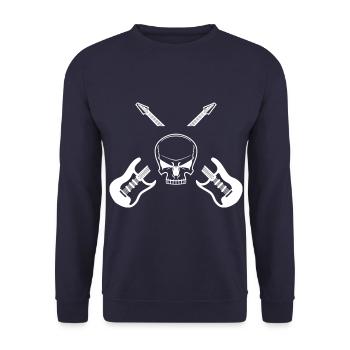 Guitar - Guitar / Death Metal - Skull - Unisex Sweatshirt - navy - Front - Alina (178cm) & Michal (187cm)