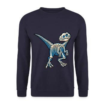 Prehistoric Dino Velociraptor skeleton bone Raptor - Unisex Sweatshirt - navy - Front - Alina (178cm) & Michal (187cm)
