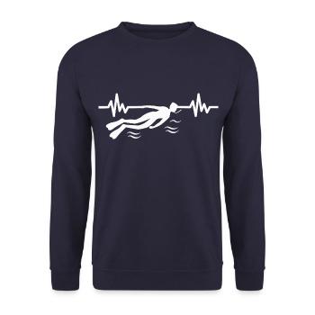 Heartbeat Swimmer - Diver Water Sports Athlete - Unisex Sweatshirt - navy - Front - Alina (178cm) & Michal (187cm)