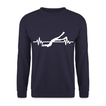 Heartbeat Swimmer - Diver Water Sports Athlete - Unisex Sweatshirt - navy - Front - Alina (178cm) & Michal (187cm)