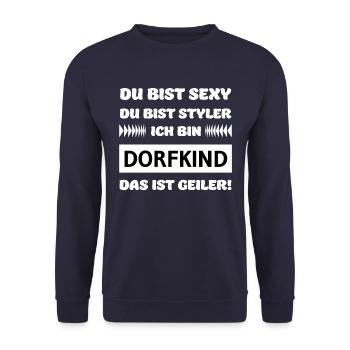 Dorfkind, Landleben, Dorf, Natur, Traktor, Landei - Unisex Pullover - Navy - Vorne - Alina (178cm) & Michal (187cm)