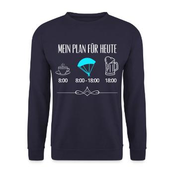 Paraglider Fallschirm Tagesplan Skydiving Funshirt - Unisex Pullover - Navy - Vorne - Alina (178cm) & Michal (187cm)
