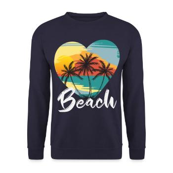 Beach, heart, palm trees in one heart - Unisex Sweatshirt - navy - Front - Alina (178cm) & Michal (187cm)