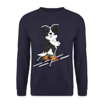 Ski tour dog | Winter Sports Design - Unisex Sweatshirt - navy - Front - Alina (178cm) & Michal (187cm)