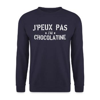 J peux pas j ai Chocolatine - Sweat-shirt Unisexe - marine - Devant - Alina (178cm) & Michal (187cm)