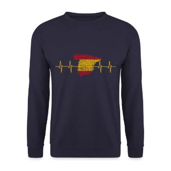 Spain Heartbeat Love Spanien Herzschlag Espana - Unisex Pullover - Navy - Vorne - Alina (178cm) & Michal (187cm)