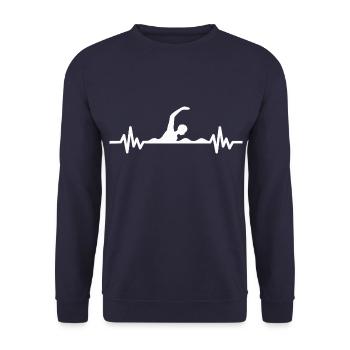 Heartbeat Swimmer - Diver Water Sports Athlete - Unisex Sweatshirt - navy - Front - Alina (178cm) & Michal (187cm)