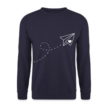 Lettre d’amour lumineux avion vacances chaleur pensées - Sweat-shirt Unisexe - marine - Devant - Alina (178cm) & Michal (187cm)