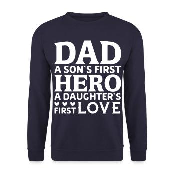 Vater des Sohns Held, der Tochter erste Liebe - Unisex Pullover - Navy - Vorne - Alina (178cm) & Michal (187cm)