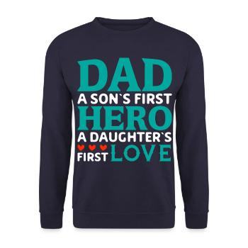 Vater des Sohns Held, der Tochter erste Liebe - Unisex Pullover - Navy - Vorne - Alina (178cm) & Michal (187cm)