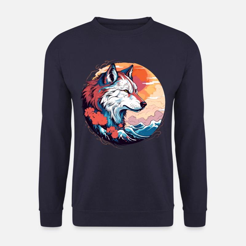 mythischer Japan Wolf - Unisex Pullover - Navy