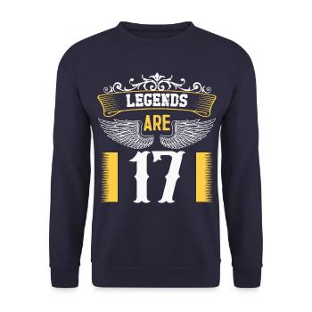 Legenden sind 17 Jahre alt, Geburtstag 17 - Unisex Pullover - Navy - Vorne - Alina (178cm) & Michal (187cm)