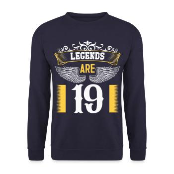 Legends are 19 years old, birthday 19 - Unisex Sweatshirt - navy - Front - Alina (178cm) & Michal (187cm)