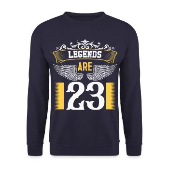 Legenden sind 23 Jahre alt, Geburtstag 23 - Unisex Pullover - Navy - Vorne - Alina (178cm) & Michal (187cm)