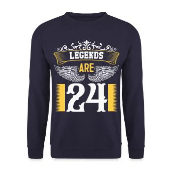 Legenden sind 24 Jahre alt, Geburtstag 24 - Unisex Pullover - Navy - Vorne - Alina (178cm) & Michal (187cm)