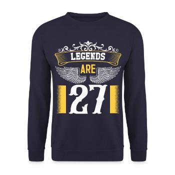 Legends are 27 years old, birthday 27 - Unisex Sweatshirt - navy - Front - Alina (178cm) & Michal (187cm)