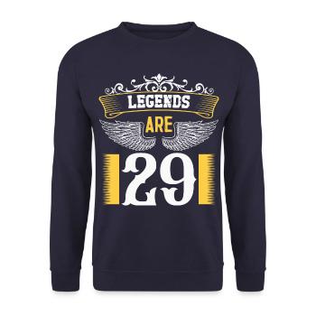 Legenden sind 29 Jahre alt, Geburtstag 29 - Unisex Pullover - Navy - Vorne - Alina (178cm) & Michal (187cm)