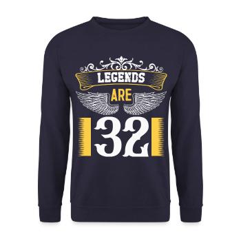 Legends are 32 years old, birthday 32 - Unisex Sweatshirt - navy - Front - Alina (178cm) & Michal (187cm)
