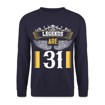 Les légendes ont 31 ans, 31 ans d’anniversaire - Sweat-shirt Unisexe - marine - Devant - Alina (178cm) & Michal (187cm)