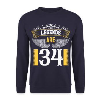 Legenden sind 34 Jahre alt, Geburtstag 34 - Unisex Pullover - Navy - Vorne - Alina (178cm) & Michal (187cm)