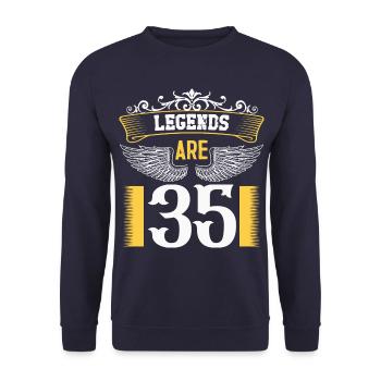 Legenden sind 35 Jahre alt, Geburtstag 35 - Unisex Pullover - Navy - Vorne - Alina (178cm) & Michal (187cm)