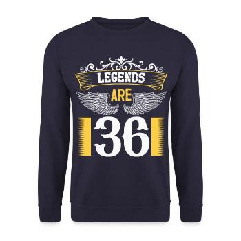 Legenden sind 36 Jahre alt, Geburtstag 36 - Unisex Pullover - Navy - Vorne - Alina (178cm) & Michal (187cm)