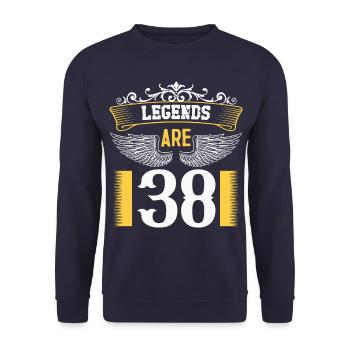 Legends are 38 years old, birthday 38 - Unisex Sweatshirt - navy - Front - Alina (178cm) & Michal (187cm)