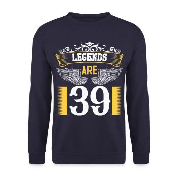 Les légendes ont 39 ans, 39 ans d’anniversaire - Sweat-shirt Unisexe - marine - Devant - Alina (178cm) & Michal (187cm)